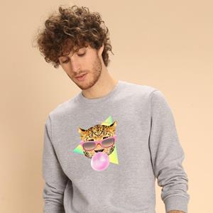 Le Roi du Tshirt Herensweater - KAUWGUM LEO XS heide grijze kleur