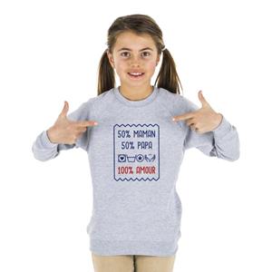 We are family Sweat Enfant 50% MAMAN 50% PAPA 100% AMOUR 4 ans heide grijze kleur