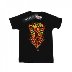 Marvel Girls Captain Marvel Flying V katoenen T-shirt 12-13 zwart