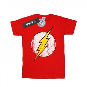 Katoenen T-shirt met DC Comics Flash-distressed logo voor meisjes 12-13 zwart