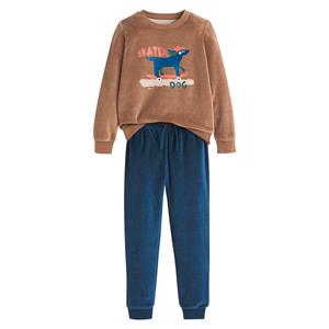 LA REDOUTE COLLECTIONS Pyjama in fluweel, hond motief