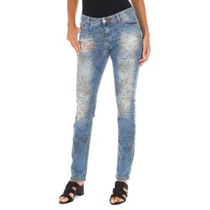 Dames 70DB50254 Distressed Long Jeans met Slim-Cut Zomen 25-USA blauw