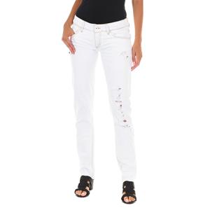 Lange gescheurde jeans met smalle zomen E014152 voor dames 27-USA wit