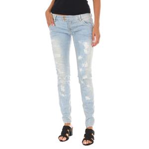 Dames lange gescheurde jeans met smalle zomen 10DBF0115 30-USA blauw