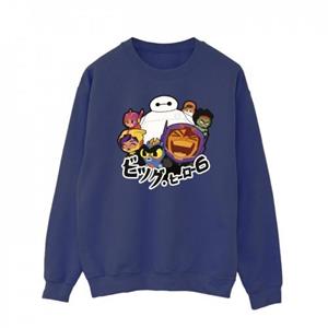 Disney Heren Big Hero 6 Baymax Group Manga Sweatshirt L wit