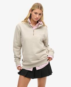 Superdry Vrouwen Oversized Essential Sweatshirt met Halve Rits en Logo Beige
