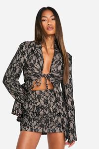 Boohoo Contrasterend Kanten Micro Mini Rokje, Black