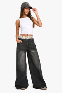 Boohoo Geruite Jeans Met Boxers, Grey