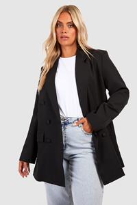 Boohoo Plus Geweven Oversized Long Line Blazer, Black