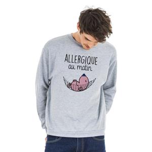 Monsieur Madame Herensweater - ALLERGISCH IN DE OCHTEND XS heide grijze kleur