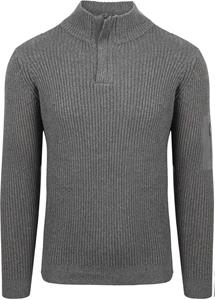 Sweater Suitable Mou Half Zip Trui Antraciet