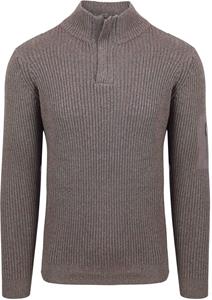 Sweater Suitable Mou Half Zip Trui Taupe