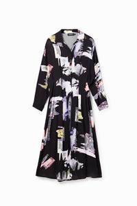 desigual Midi-blousejurk - BLACK