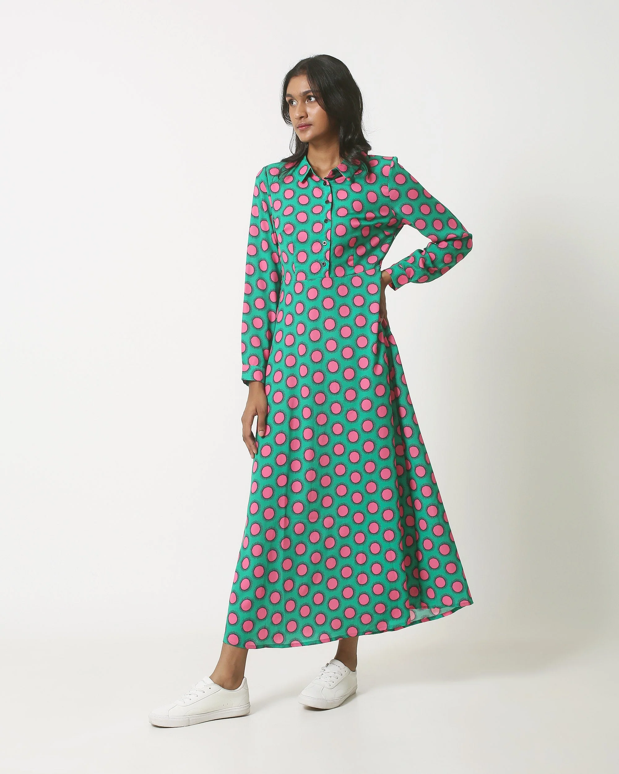 Smashed Lemon 23801 maxi blouse jurk met retro print |
