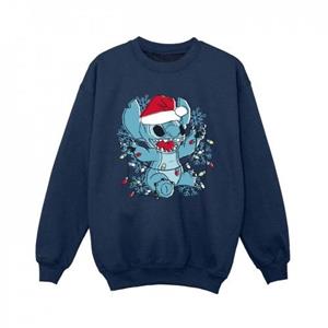 Disney Lilo en Stitch kerstverlichting schetssweatshirt voor jongens 5-6 Years wit