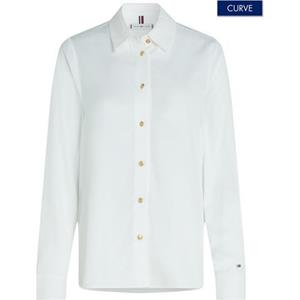 Tommy Hilfiger Curve Overhemdblouse CRV GOLD BUTTON VISCOSE LS SHIRT in grote maten, goudkleurige knop, met logo-borduurwerk op de mouw