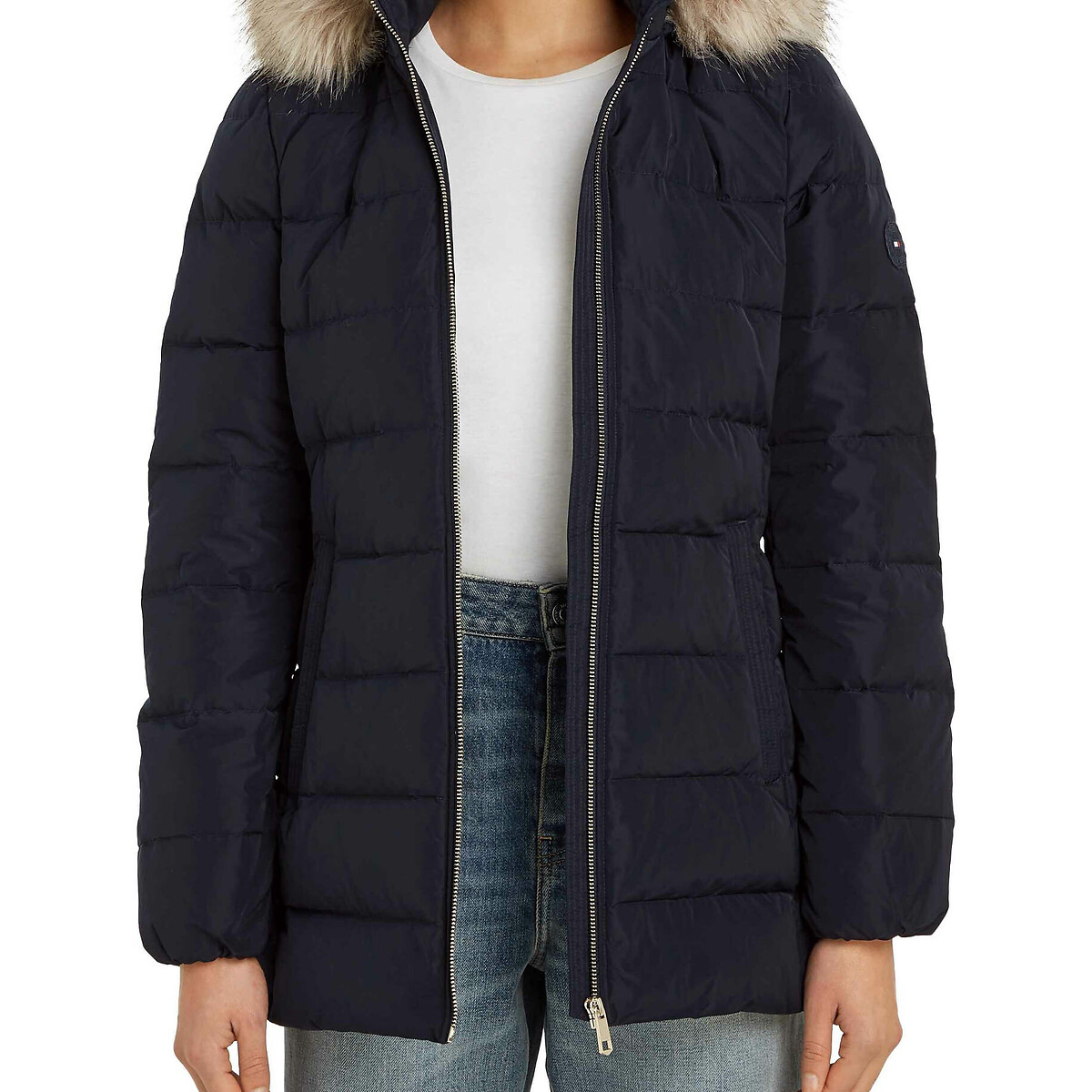 Tommy hilfiger Halflange donsjas met lange mouwen en kap