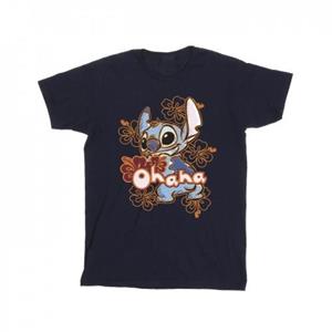 Disney jongens Lilo en Stitch Ohana oranje hibiscus T-shirt 5-6 Years wit