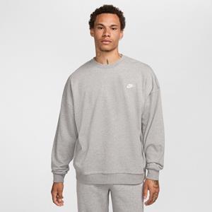 Nike Club Fleece oversized herentop van sweatstof met ronde hals - Grijs