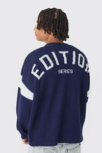 Geribbelde Gebreide Baggy Edition Series Cardigan, Navy