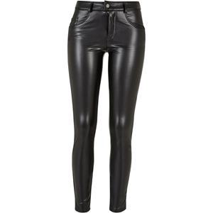 Urban Classics Dames synthetisch leren broek mid rise