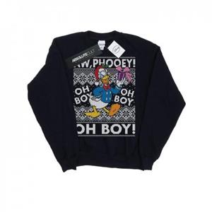 Disney Girls Donald Duck Kerst Fair Isle Sweatshirt 12-13 zwart