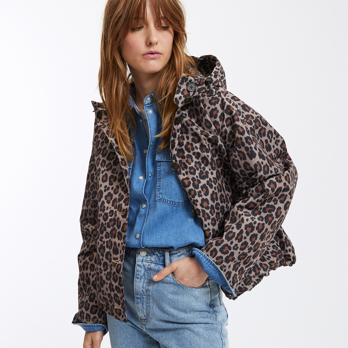 LA REDOUTE COLLECTIONS Kort windjacket met kap, dierenmotief