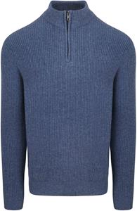 Steppin' Out Half Zip Trui Lamswol Mid Blauw