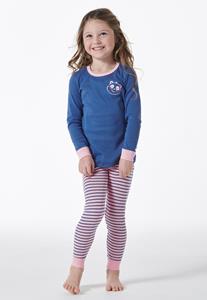 Schiesser Pyjama lengte fijnrib panda streepjes blauw - Girls World 