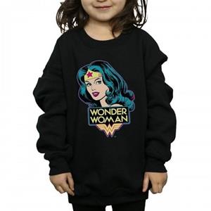Wonder Woman meisjes hoofd katoenen sweatshirt 12-13 zwart