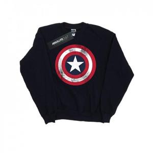 Marvel Girls Captain America Distressed Shield-sweatshirt 12-13 marineblauwe kleur