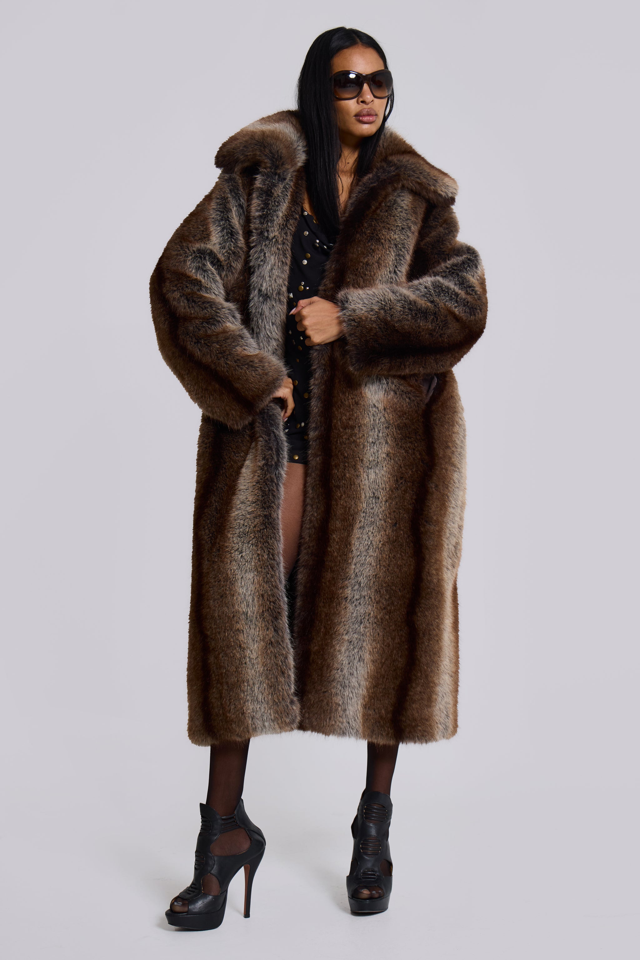Jaded London Agyness Brown Faux Fur Coat