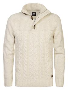 Sweater Petrol Industries Kabeltrui Half Zip Diomede Ecru