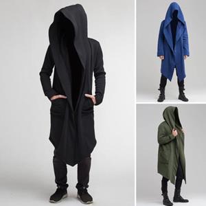 Windjack Mode Hoodie Effen Kleur Lange Mouw Koudebestendige Mannelijke Capuchon Lange Jas L zwart