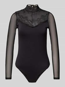 Pieces kanten body lange mouw- Naya Bodystocking - Kanten bodysuit lange mouwen maat XS zwart