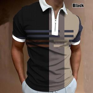 MAITA Elite Fashions Gestreept POLO-shirt voor heren met kantoorrits en korte mouwen S zwart