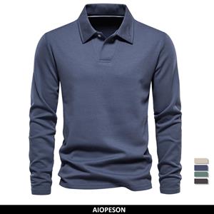 AIOPESON Men Fashion AIOPESON Borduurpoloshirt voor heren Mode Hals Turn Down Kraag Heren Casual sociale poloshirts Luxe golfshirt XL 85-95 kg marine paarse kleur