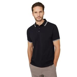 Pertemba FR - Apparel Maine heren piqué getipt poloshirt S zwart