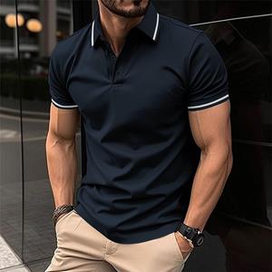 Fashion human Zomer nieuw sportpoloshirt met korte mouwen, effen kleur, vrijetijdsrevers en korte mouwen S