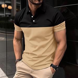 Fashion human Nieuwe casual POLO-shirtzakken voor heren, knopen met V-hals, zakelijke matchy-matchy T-shirttopjes met kleurblokken S