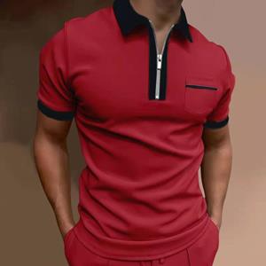 Fashion human Nieuwe heren-reversmode Slanke borstzak heren-POLO-shirt casual veelzijdige tops S wit