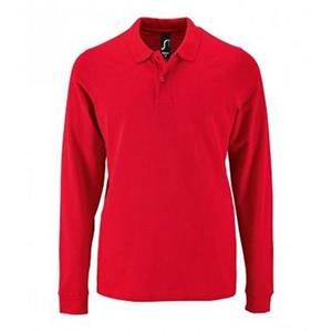 SOLS Heren perfect piqué poloshirt met lange mouwen 2XL wit