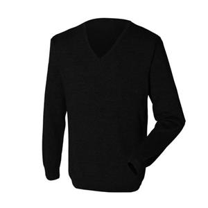 Henbury heren 12 gauge fijngebreide trui / sweatshirt met V-hals 2XS paars