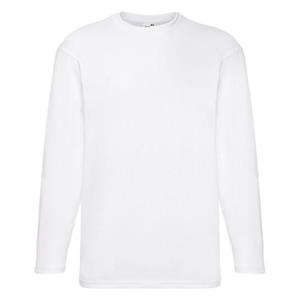 Fruit Of The Loom Heren Valueweight T-shirt met ronde hals en lange mouwen 2XL wit