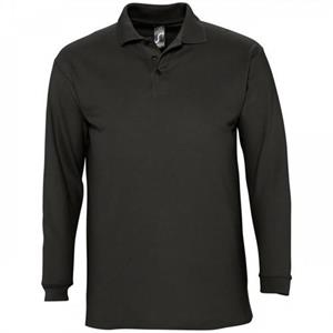 SOLS Heren Winter II piqué katoenen poloshirt met lange mouwen S wit