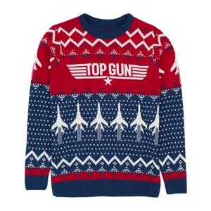 Top Gun heren gebreide kersttrui S blauw/rood