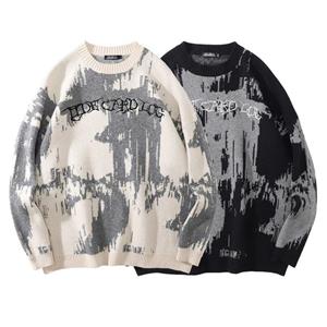 HipHop Fashion Heren hiphop straatkleding gebreide unisex Y2k Gothic letterpatroon trui winter losse Harajuku trui M wit