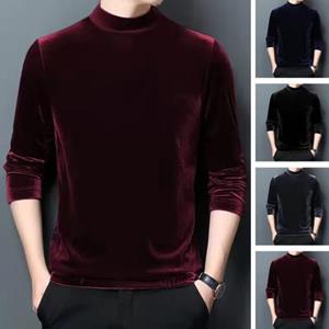 PJ78HG Top dunne halfhoge kraag effen kleur warm zacht casual fluwelen elastische trui met lange mouwen 2XL zwart