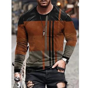 ETST 05 Heren T-shirt met lange mouwen, retro 3D-print, kleurblokprint, vintage nieuwigheid, stijlvolle T-shirts voor de herfst, herenkleding S