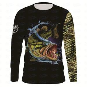 ETST 05 Visserspatroon 3D-geprint heren T-shirt met lange mouwen ronde hals outdoor snel drogend casual sport mode persoonlijkheid top 6XL S